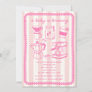 Invitación Una Bebé Está Preparando Café Chica Rosa Baby Show