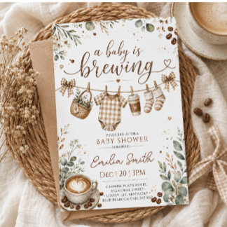 Invitación Una Bebé Está Preparando Café Fiesta de Baby Showe