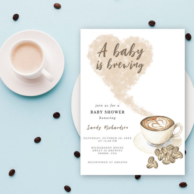 Invitación Una Bebé Está Preparando Café Fiesta de Bebé (Subido por el creador)