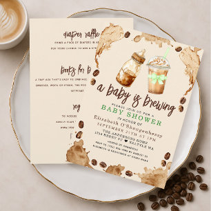 Invitación Una Bebé está Preparando Café Fiesta de Bebé Todo