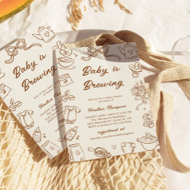 Invitación Una Bebé Está Preparando Café Fiesta de Bienvenida