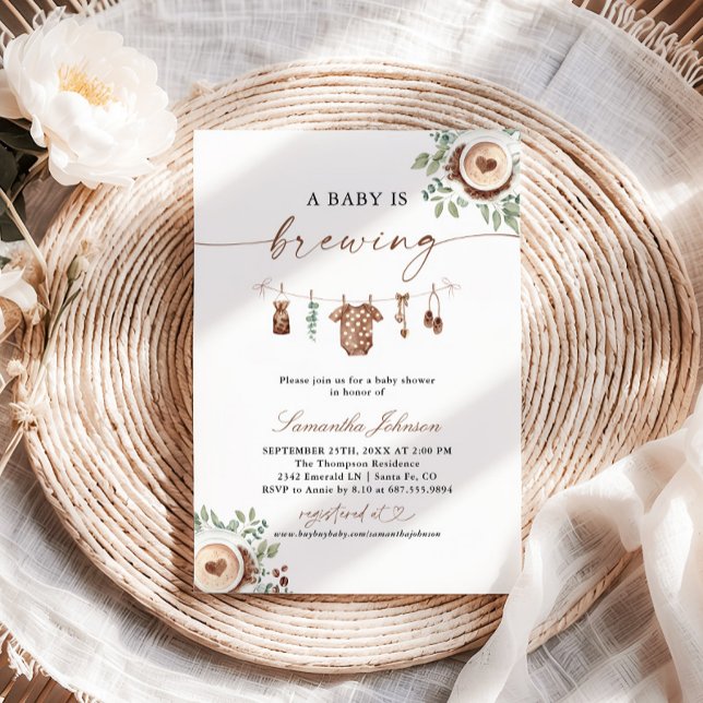 Invitación Una Bebé Está Preparando Café Fiesta de Bienvenida (Subido por el creador)