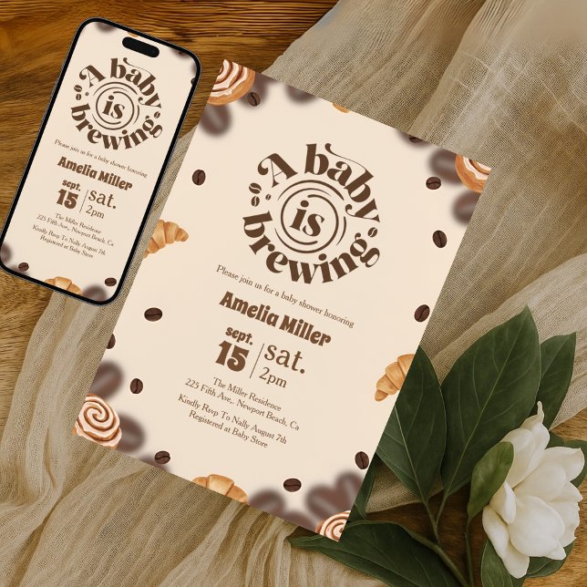 Invitación Una Bebé está Preparando Café Fiesta de Bienvenida (Subido por el creador)