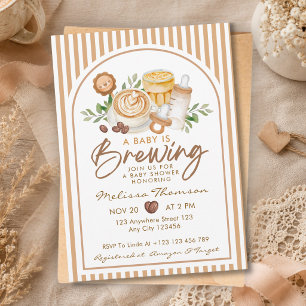 Invitación Una Bebé Está Preparando Café Latte Baby Shower