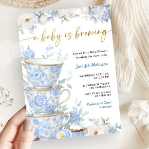 Invitación Una Bebé Está Preparando Té Fiesta de Bebé Niño Az