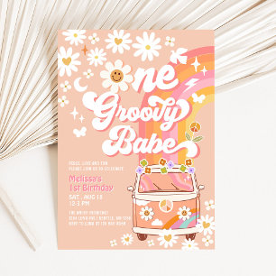 Invitación UNA Bebé Maravillosa Daisy Arcoíris Maravilloso 1e