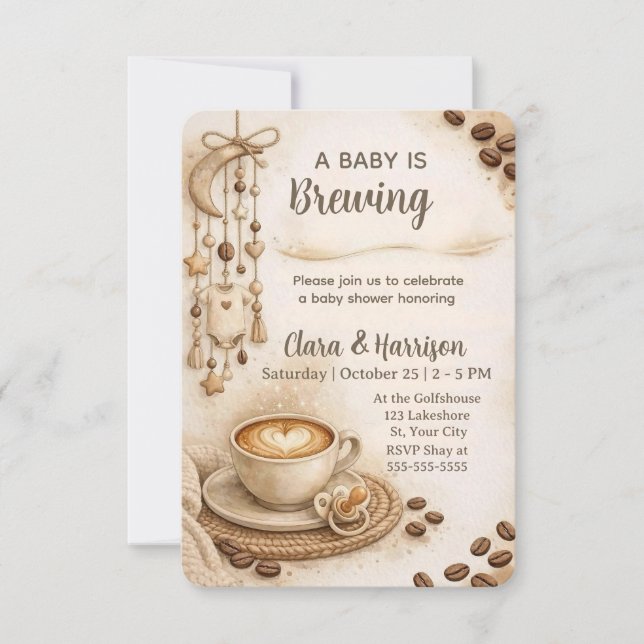 Invitación Una Bebé se está Preparando Fiesta de Bebé Café Ne (Anverso)