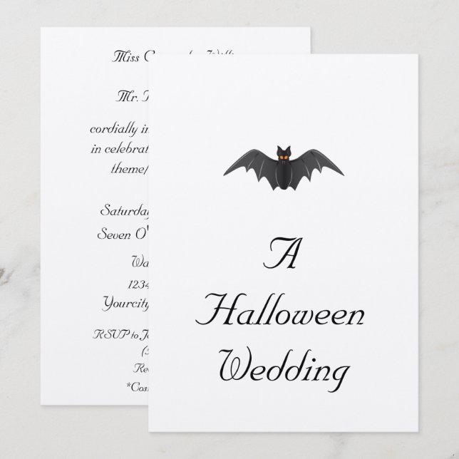 Invitación "Una boda de Halloween" - (palo en vuelo) (Anverso / Reverso)