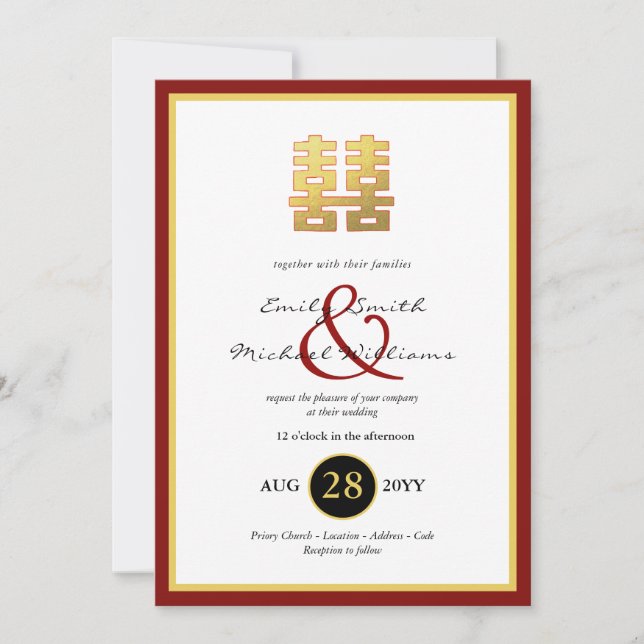 Invitación Una boda fotográfica china invita a Ampersand (Anverso)
