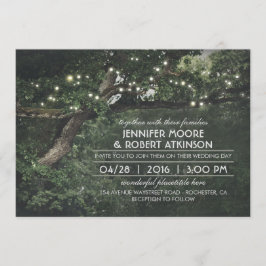 Invitación Una cadena de árbol rústico ilumina a un Boda fore