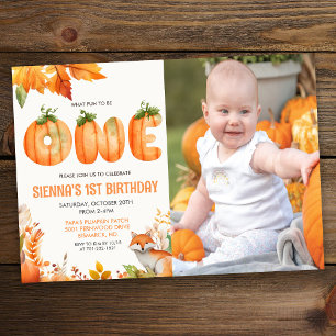 Invitación Una Calabaza de Primer Cumpleaños