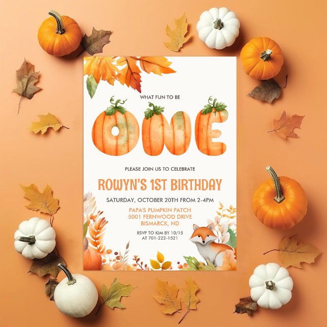 Invitación Una Calabaza de Primer Cumpleaños (Subido por el creador)