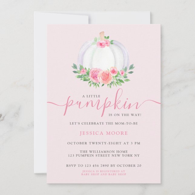 Invitación Una Calabaza En Camino De La Calabaza Baby Shower (Anverso)