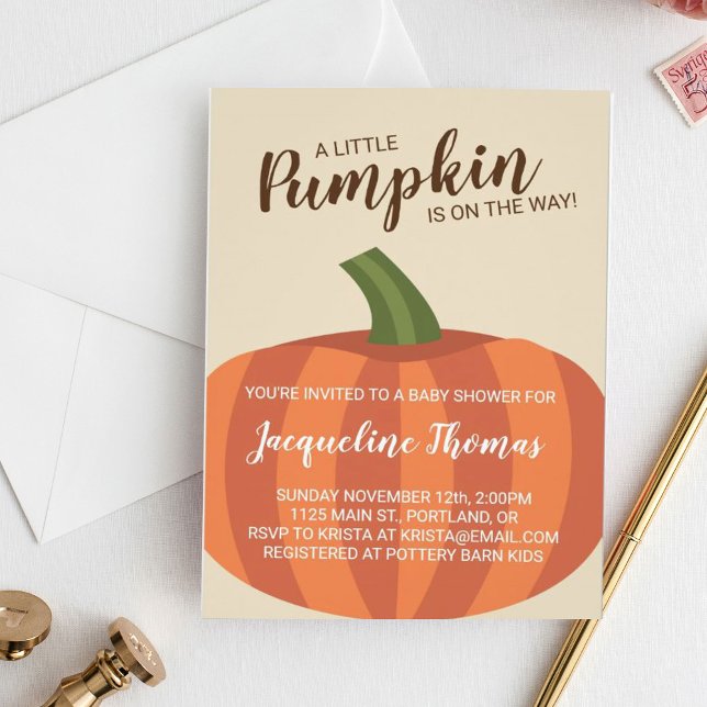 Invitación Una Calabaza En El Camino Cae En Baby Shower (Subido por el creador)