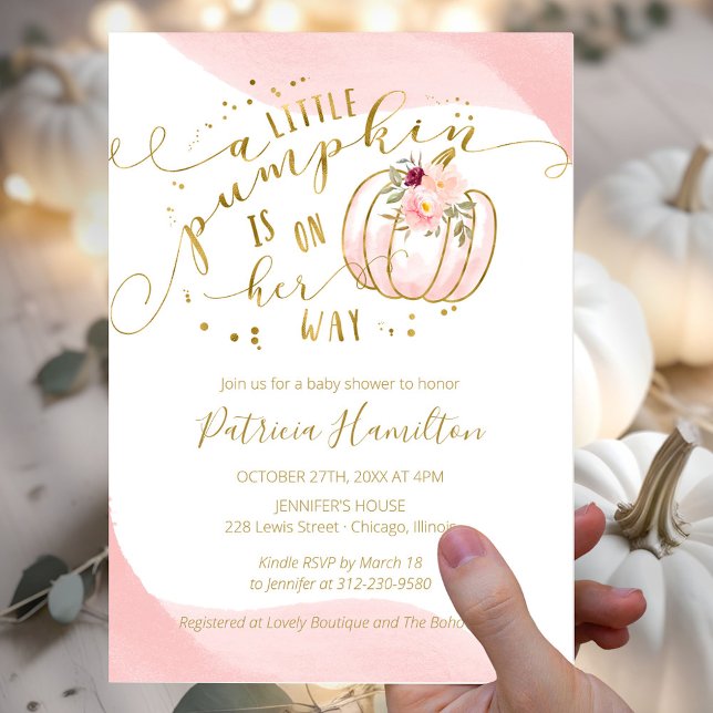 Invitación Una calabaza está de camino Chica Baby Shower (Subido por el creador)