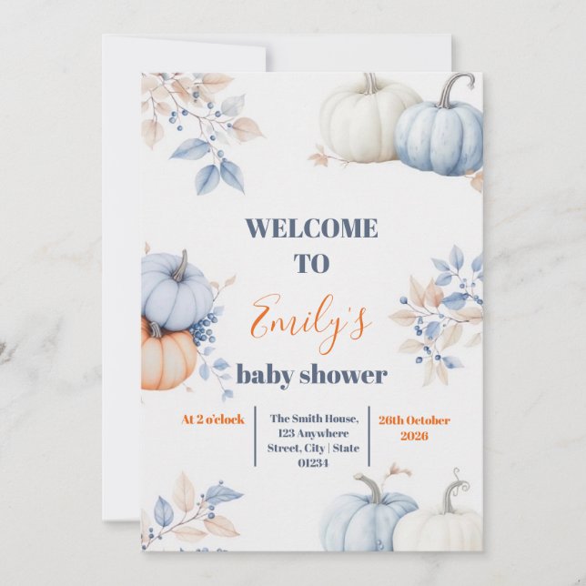 Invitación Una calabaza está en camino (Anverso)