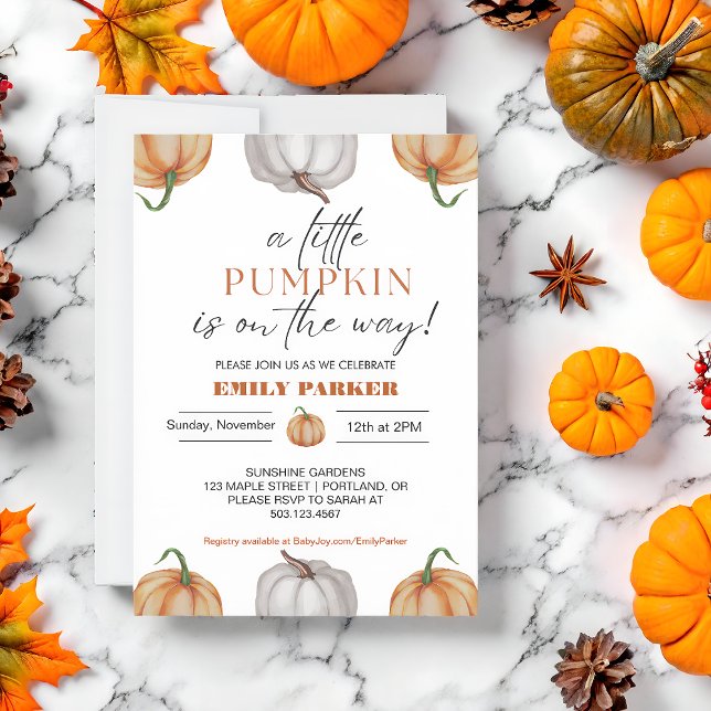 Invitación Una calabaza está en camino a Baby Shower (Subido por el creador)