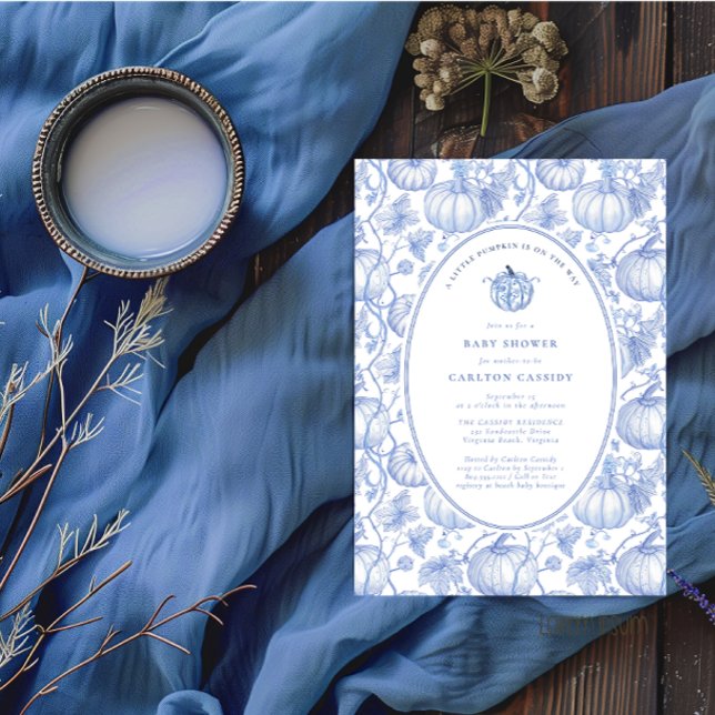 Invitación Una calabaza está en camino a Baby Shower (A Little Pumpkin Fall Baby Shower Invitation)
