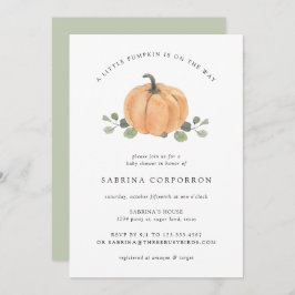 Invitación Una calabaza está en camino a la acuarela de otoño
