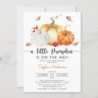 Invitación Una calabaza está en camino a la Baby Shower otoño