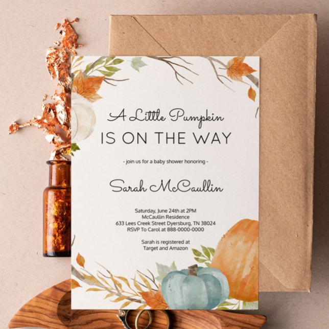 Invitación Una calabaza está en camino a la caída de Baby Sho (Subido por el creador)