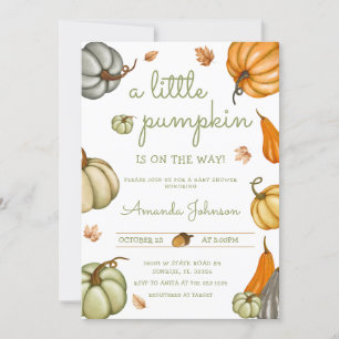 Invitación Una calabaza está en camino a Sage Baby Shower