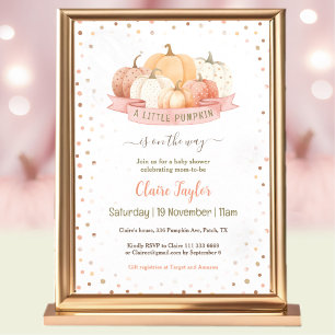 Invitación Una Calabaza Está En Camino Chica Baby Shower
