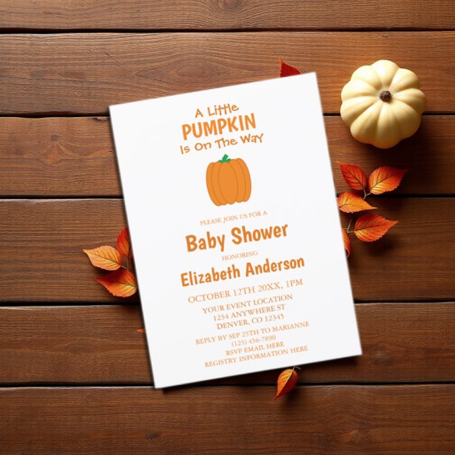 Invitación Una Calabaza Está En Camino De Baby Shower (Subido por el creador)