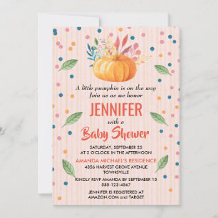 Invitación Una Calabaza Está En Camino De Baby Shower
