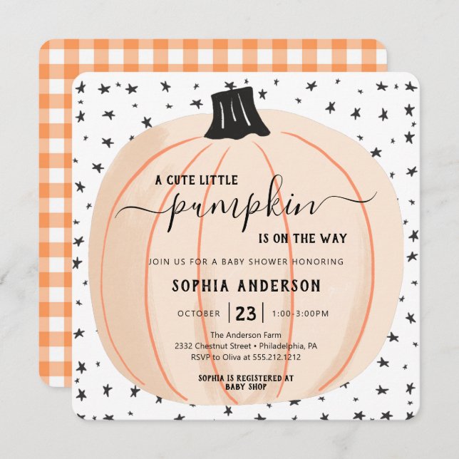 Invitación Una Calabaza Está En Camino De Baby Shower Hallowe (Anverso / Reverso)