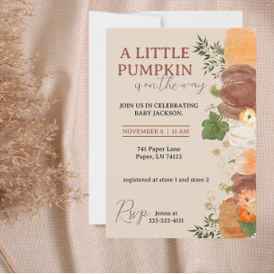 Invitación Una calabaza está en camino de Baby Shower invitar