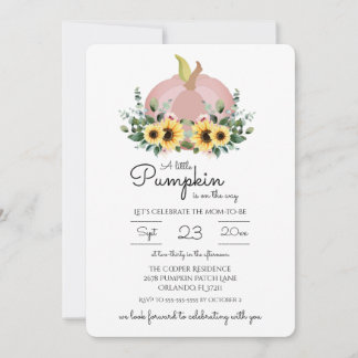 Invitación Una calabaza está en camino de Baby Shower Invite