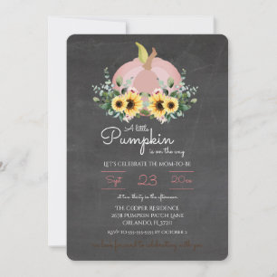 Invitación Una calabaza está en camino de Baby Shower Invite