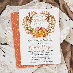 Invitación Una Calabaza Está En Camino De Caer En Baby Shower