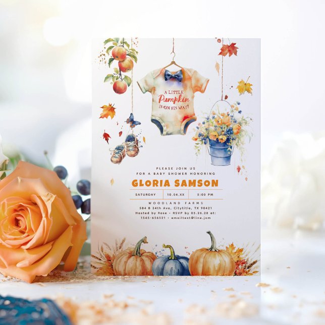 Invitación Una calabaza está en camino de caer en Baby Shower (Fall Baby Shower Invitations )