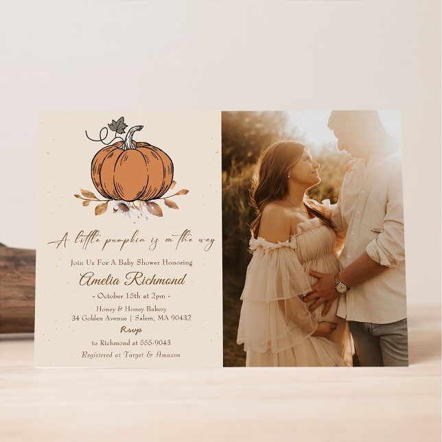 Invitación Una Calabaza Está En Camino De La Foto De Baby Sho (Subido por el creador)