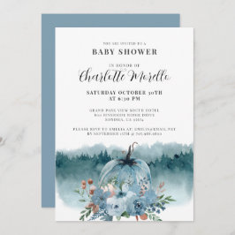 Invitación Una Calabaza Está En El Camino Del Otoño Azul Polv