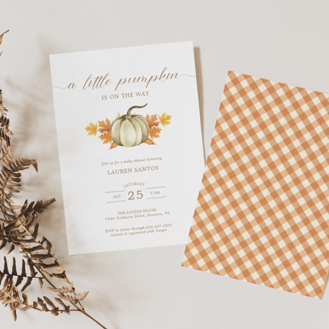 Invitación Una calabaza pequeña - Baby Shower otoño otoño oto (Available for print and instant digital download!)