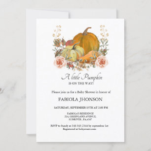 Invitación Una calabaza pequeña es la forma de caer la ducha