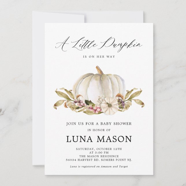 Invitación Una calabaza pequeña es su manera de hacer la invi (Anverso)