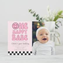 Una cara feliz de bebé feliz rosa Foto