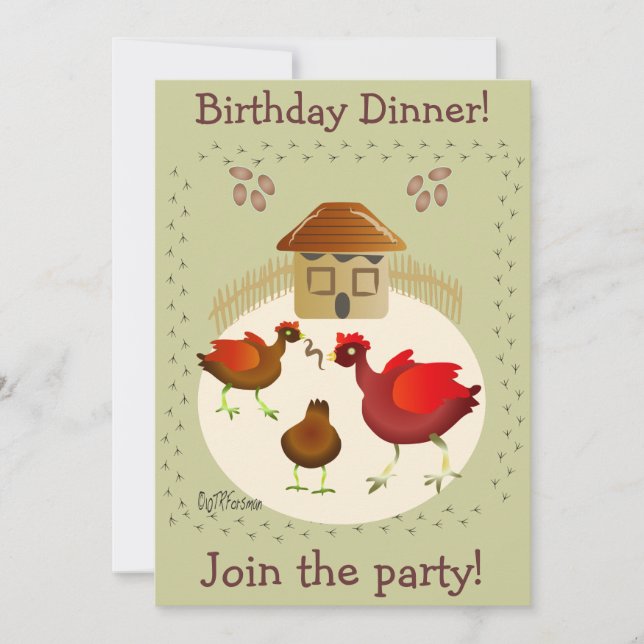 Invitación ¡Una carta de pollo de primavera para cualquier pe (Anverso)