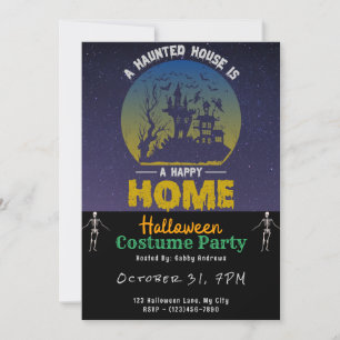 Invitación Una casa embrujada es un hogar feliz Halloween neg