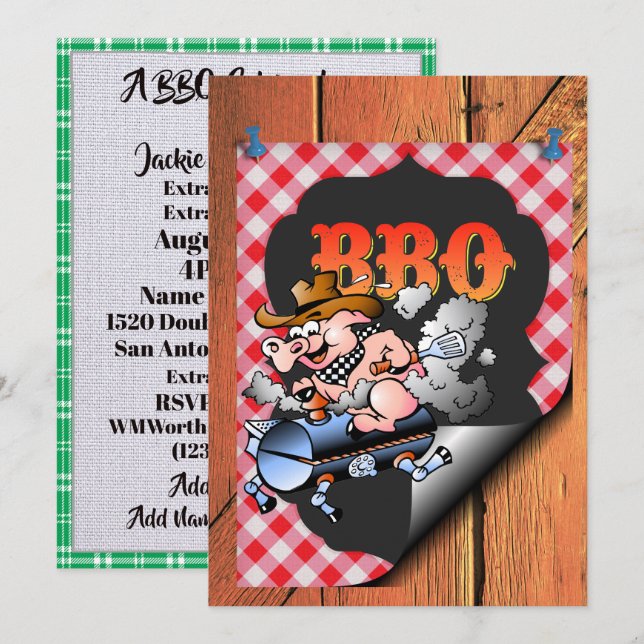 Invitación Una celebración de barbacoa (Anverso / Reverso)