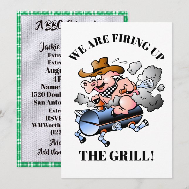 Invitación Una celebración de barbacoa (Anverso / Reverso)