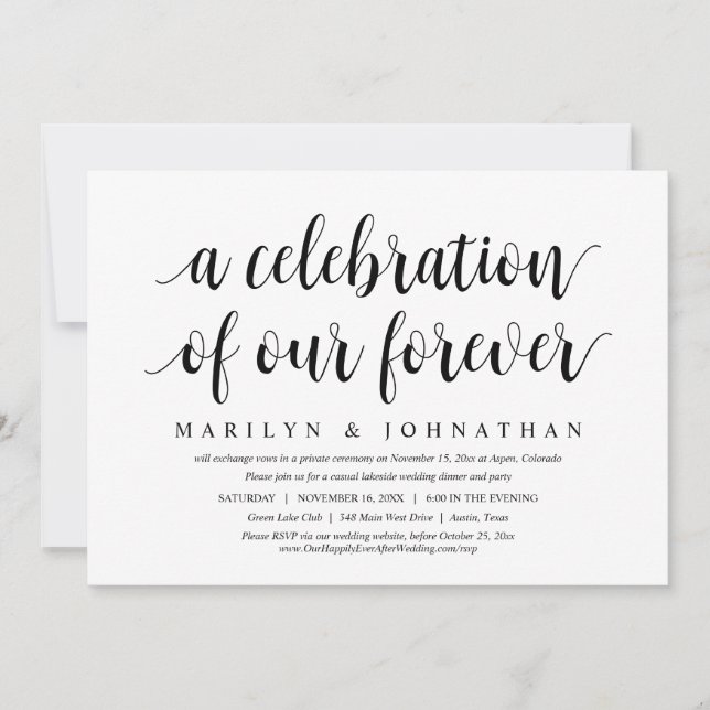 Invitación Una Celebración De Nuestro Futuro, Boda Elopement (Anverso)