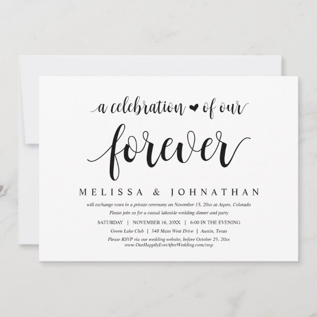 Invitación Una Celebración De Nuestro Futuro, Boda Elopement (Anverso)