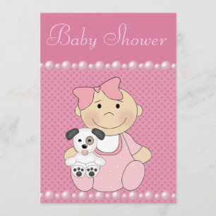 Invitación Una chica chiquita y una pipa rosada Baby Shower