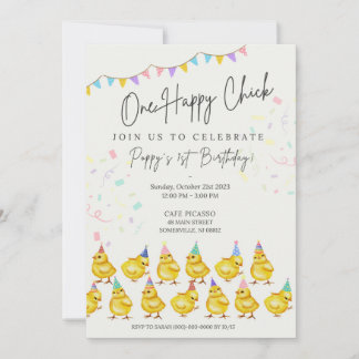 Invitación ¡Una chica feliz! Cumpleaños de Chick