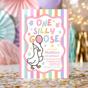 Invitación Una chica ganso tonta pastel cumpleaños 1ª fiesta 
